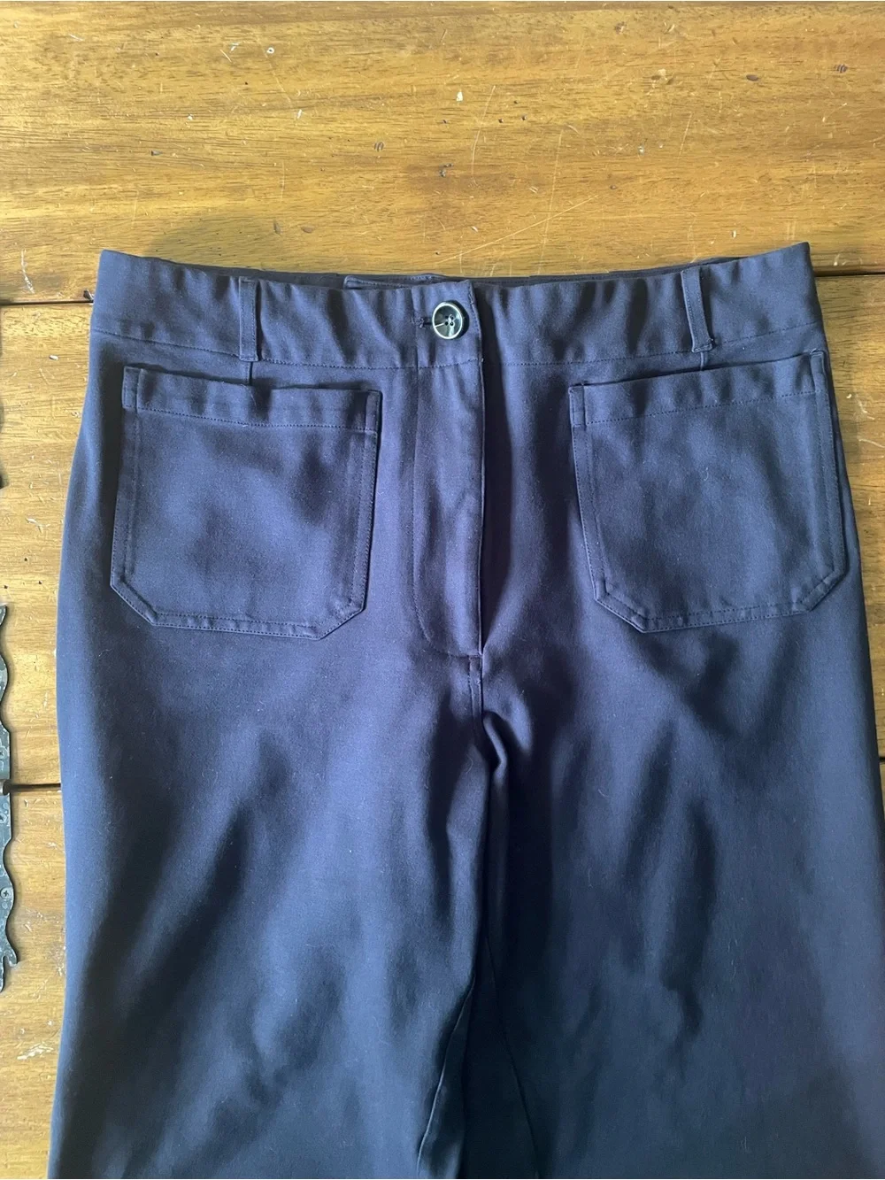 Quince Ponte Wide Leg Cropped Pants Navy Blue Size 16 EUC - Picture 7 of 14